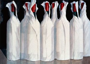 लिपटी हुई शराब की बोतलें, नंबर 1, 1995 (कागज पर एक्रिलिक)